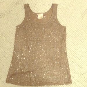 Gold sequin knitted sleeveless top